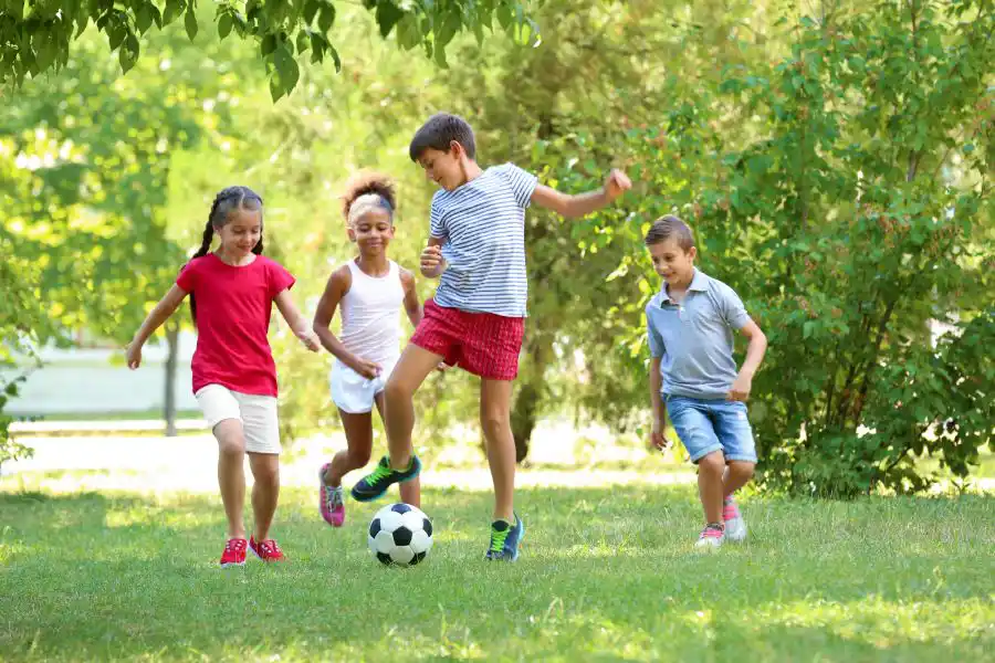 Kids playing soccer in a field - Keep pests away from your home with Anderson Pest Solutions in IN and IL